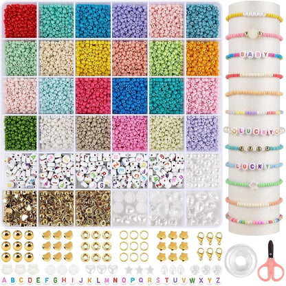 Perlen Set für Armbänder Pastell 3mm mit Buchstabenperlen