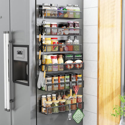 Magnetisches Gewürzregal für Kühlschrank, 6er-Set mit 12 Haken