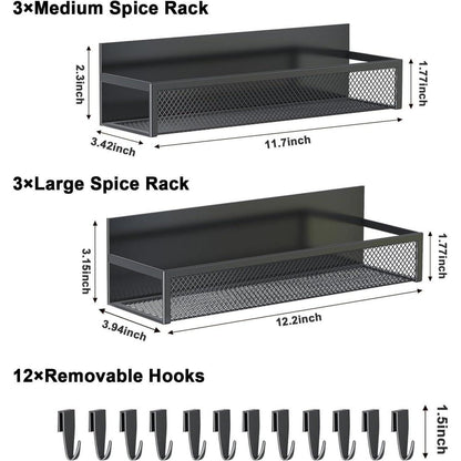 Magnetisches Gewürzregal für Kühlschrank, 6er-Set mit 12 Haken