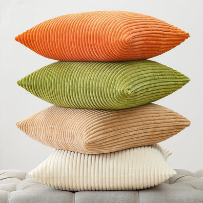 Cord Kissenbezüge 4er Set 45x45 cm Orange Grün
