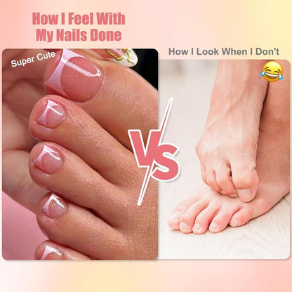 24er Set Pink Glitzer Zehennägel zum Aufkleben - Künstliche Toe Nails