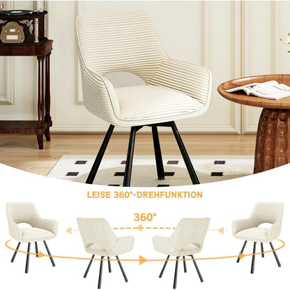 Drehbare Esszimmerstühle 4er Set mit Armlehnen, Beige