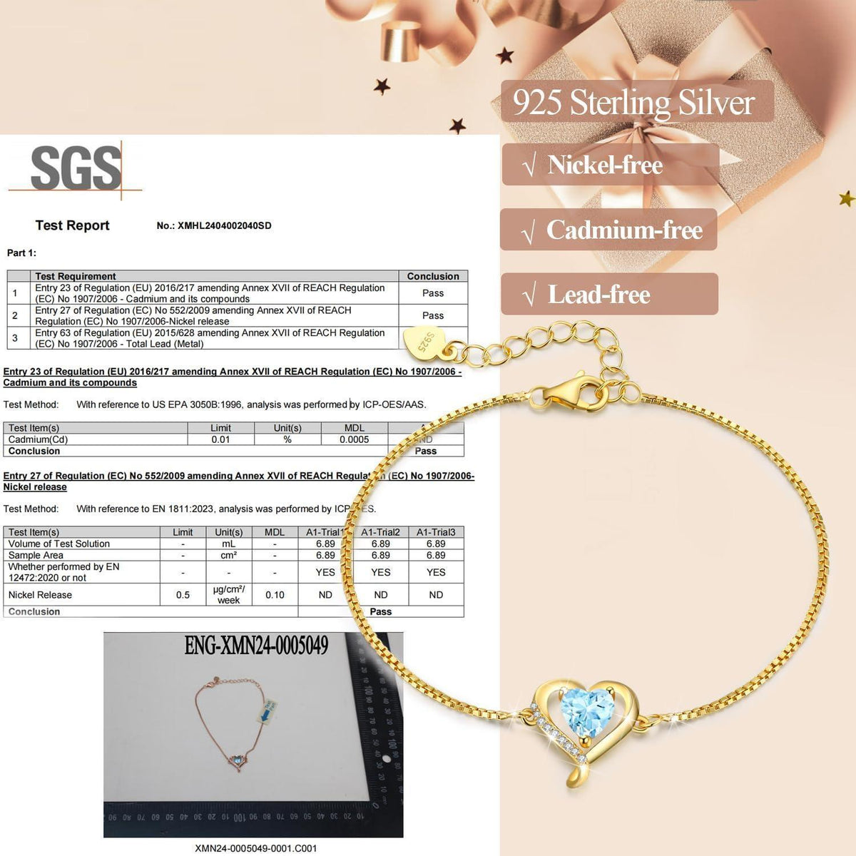 Herz Armband Damen Rosegold 925 Sterling Silber Verstellbar Geschenk