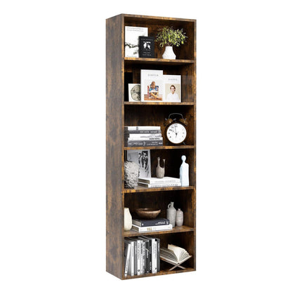 Bücherregal Holz 6 Ebenen - Modernes Standregal Braun