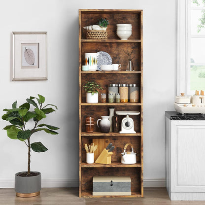 Bücherregal Holz 6 Ebenen - Modernes Standregal Braun