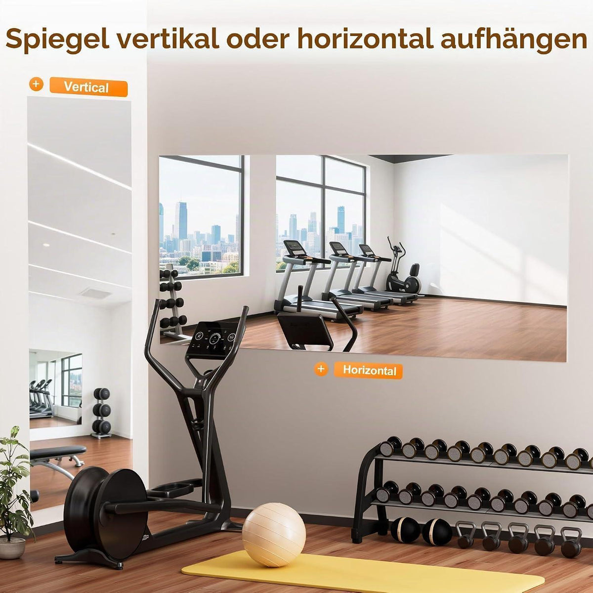 Großer Ganzkörperspiegel 245x100cm – Fitnessraum, Yoga, Wandspiegel
