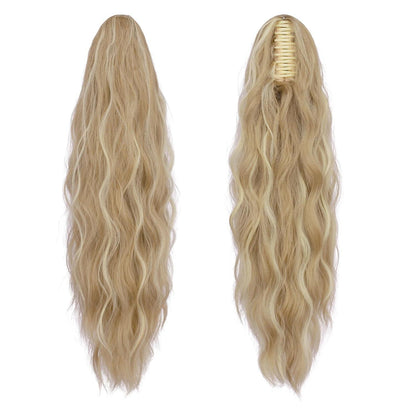 Gewellte Pferdeschwanzverlängerung mit Klammer – Dreckiges Blond 63cm