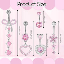 JJUNW 5er Set Lange Bauchnabelpiercing Edelstahl