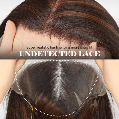 Braune Bob-Perücke mit Highlights, 25cm, HD Lace-Front