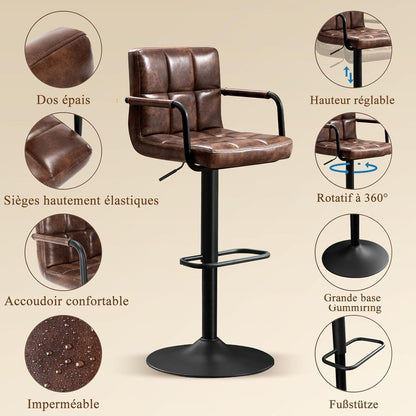 Barhocker Set 4er – Höhenverstellbar, Dunkelbraun