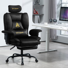 Ergonomischer Gaming Stuhl mit Fußstütze, Schwarz