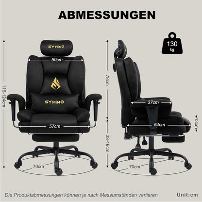 Ergonomischer Gaming Stuhl mit Fußstütze und Höhenverstellung