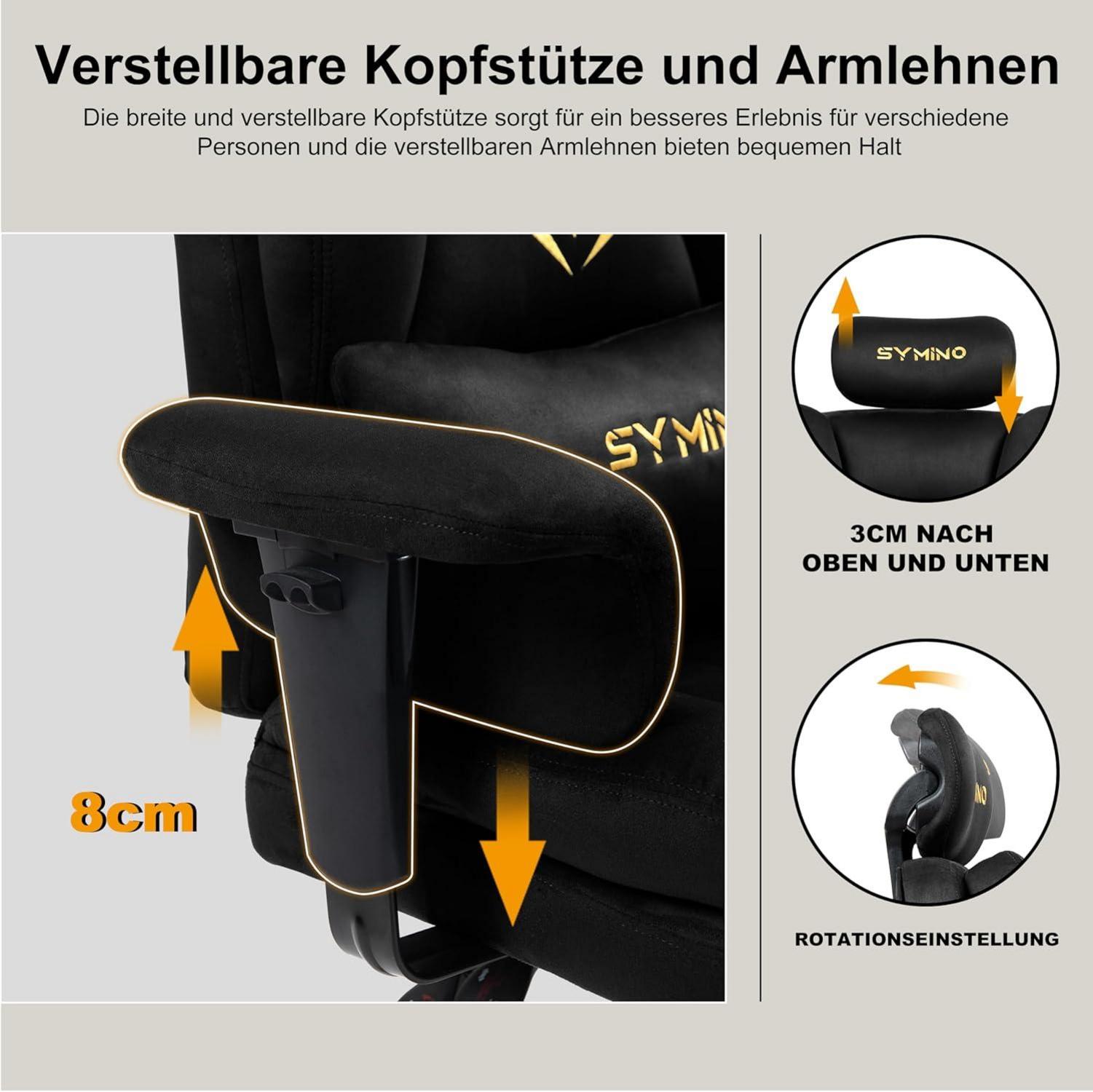 Symino Gaming Stuhl Chefsessel Bürostuhl 130kg Schwarz