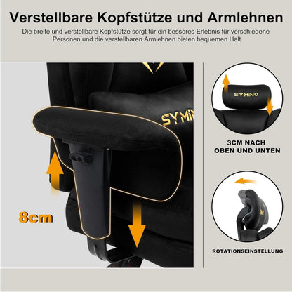 Symino Gaming Stuhl Chefsessel Bürostuhl 130kg Schwarz