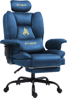Gaming Stuhl Bürostuhl Ergonomisch mit Fußstütze Blau
