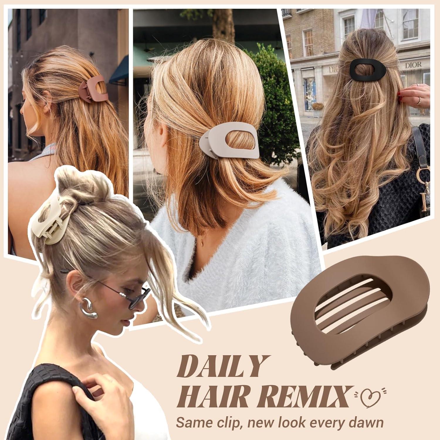 Haarklammern Damen 6 Farben Rutschfeste Große Flache Claw Clip für Sport