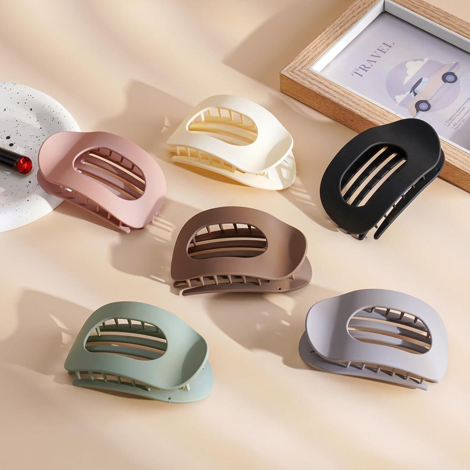 Haarklammern Damen 6 Farben Rutschfeste Große Flache Claw Clip für Sport