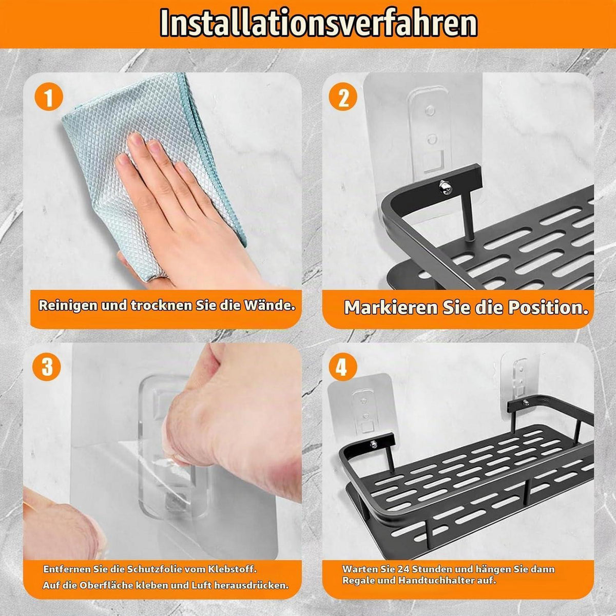 Duschablage Ohne Bohren, 2er Set, Silber, 30.5x13x5.5cm