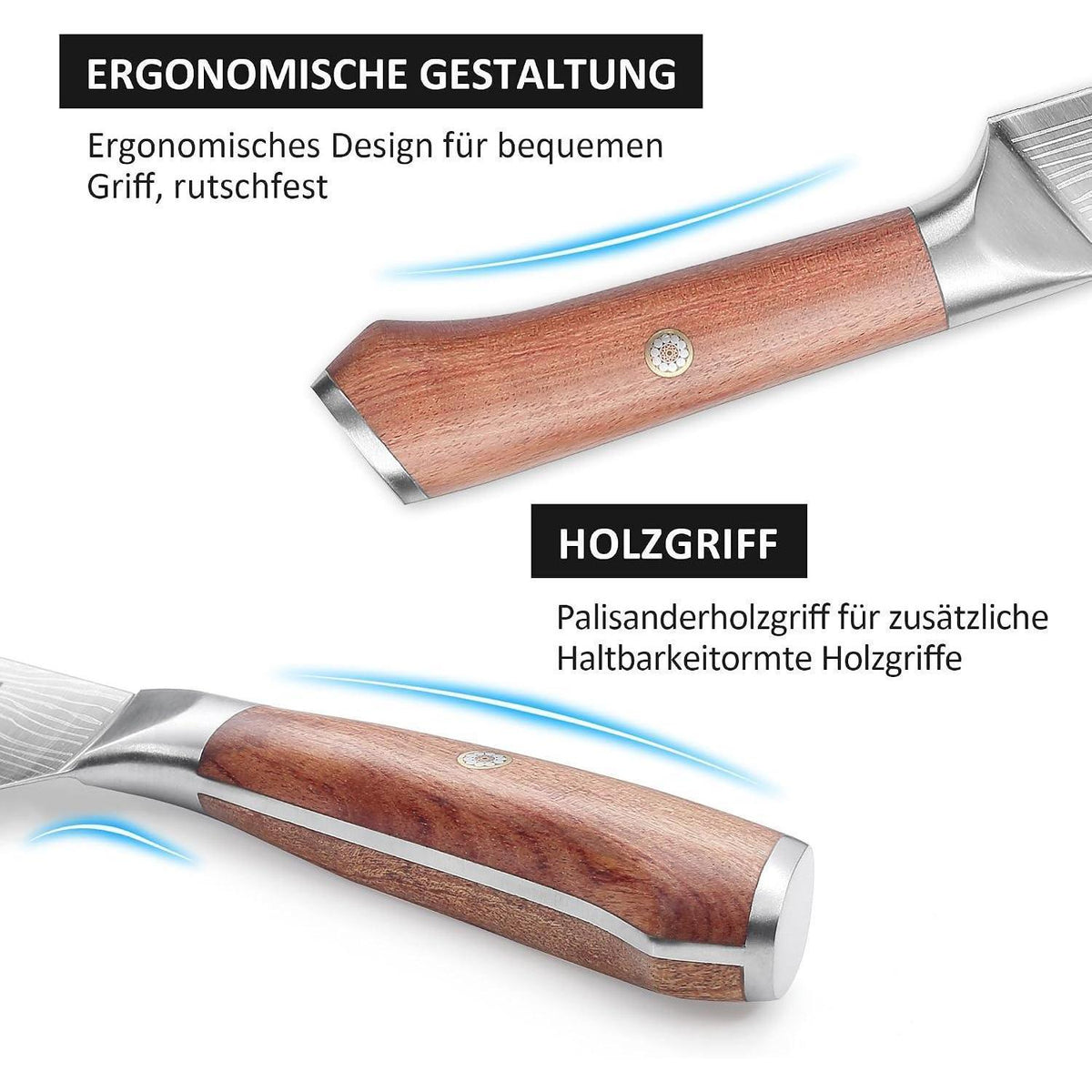 8-tlg. Küchenmesser Set mit Messerblock | Hochwertiges Edelstahl