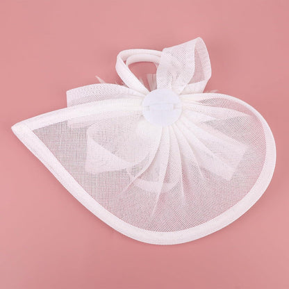 Fascinator Hut Damen mit Schleier & Federblume – Weiß