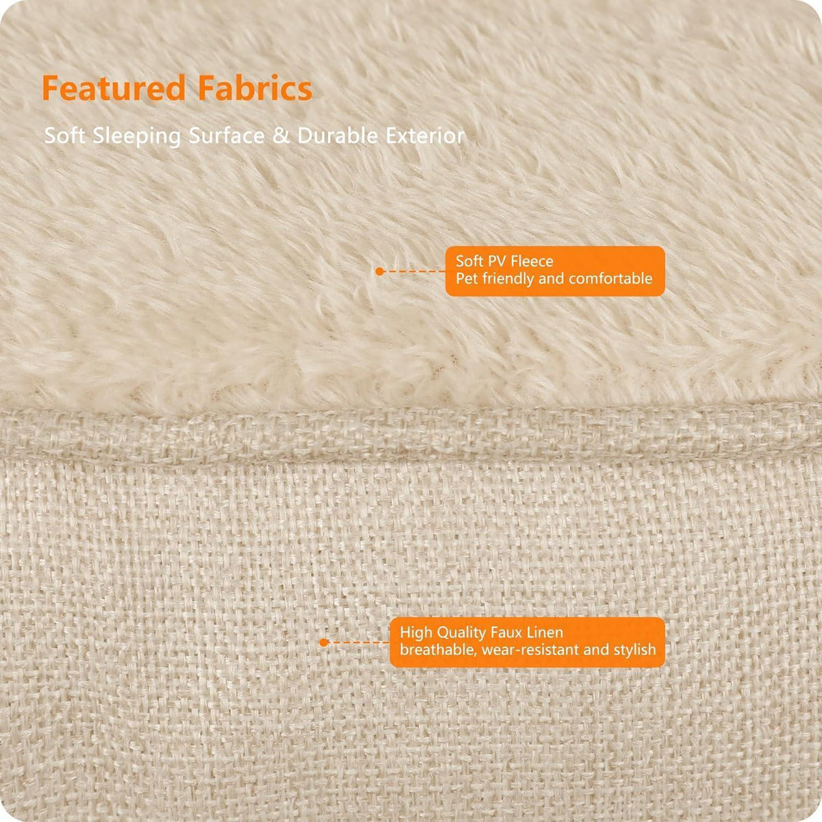Hundebett mit erhöhtem Rand, abnehmbar und waschbar, Beige