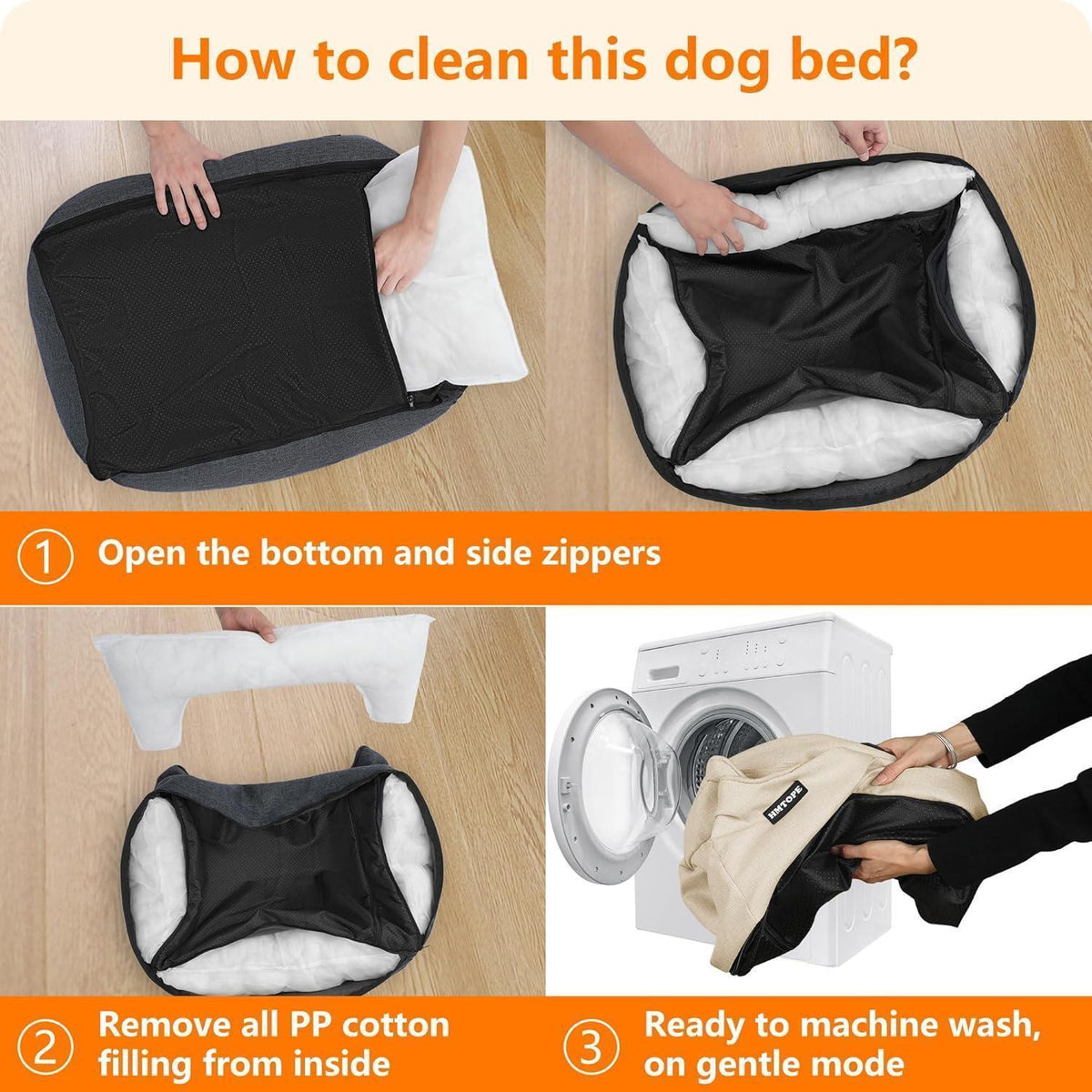 Hundebett mit erhöhtem Rand, abnehmbar und waschbar, Beige