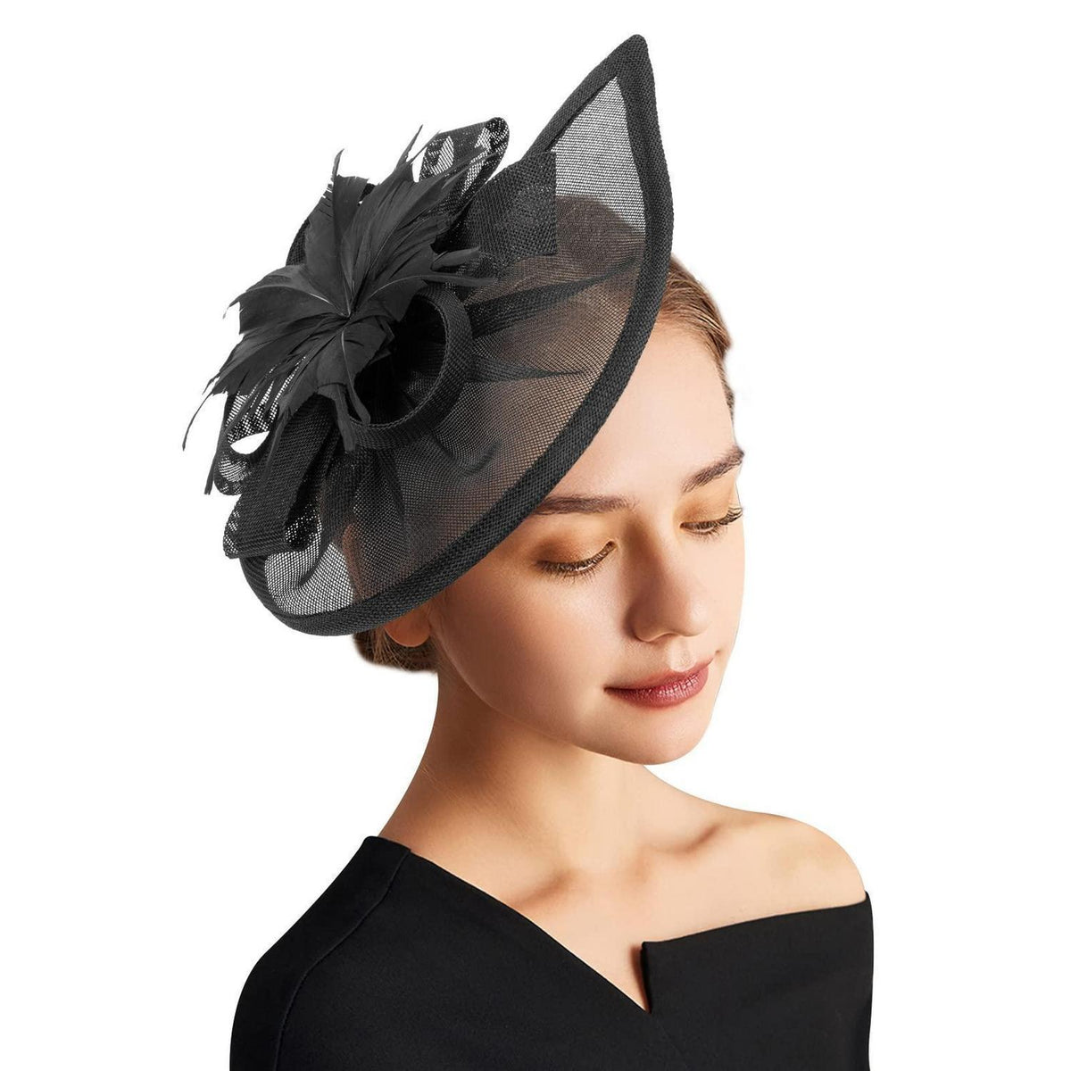 Fascinator Hut Damen mit Schleier & Feder – Tea Party & Cocktail