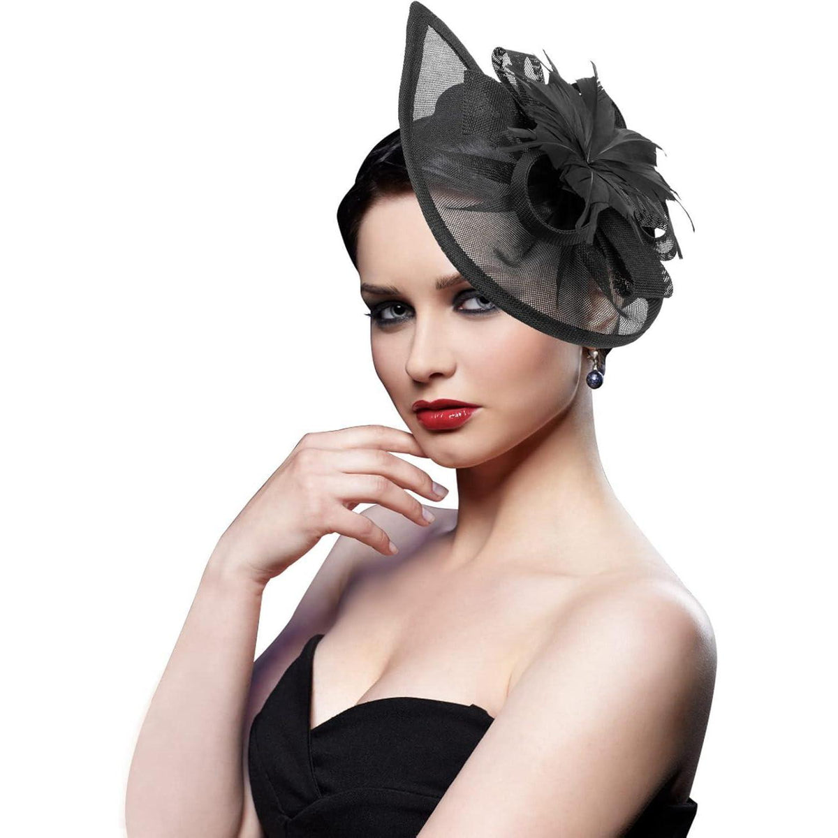 Fascinator Hut Damen mit Schleier & Feder – Tea Party & Cocktail