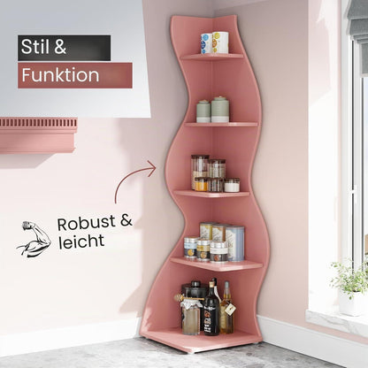 5-stufiges Eckregal Rosa – Bücherregal & Pflanzenständer