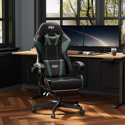 Gaming Stuhl mit Taschenfederkissen und Fußstütze, Racing