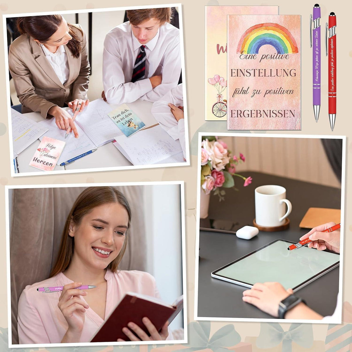 12 Set Dankeschön Geschenke Notizbücher & Stifte mit inspirierenden Zitaten