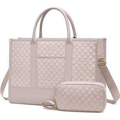 Laptoptasche Damen 15,6 Zoll, wasserabweisend, mit Schultergurt, grau-rosa