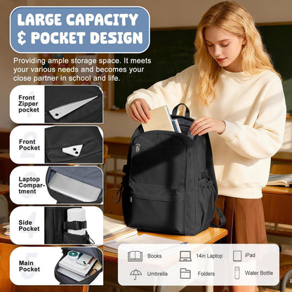 Schulrucksack Mädchen Schwarz – 24L Laptopfach & viele Fächer