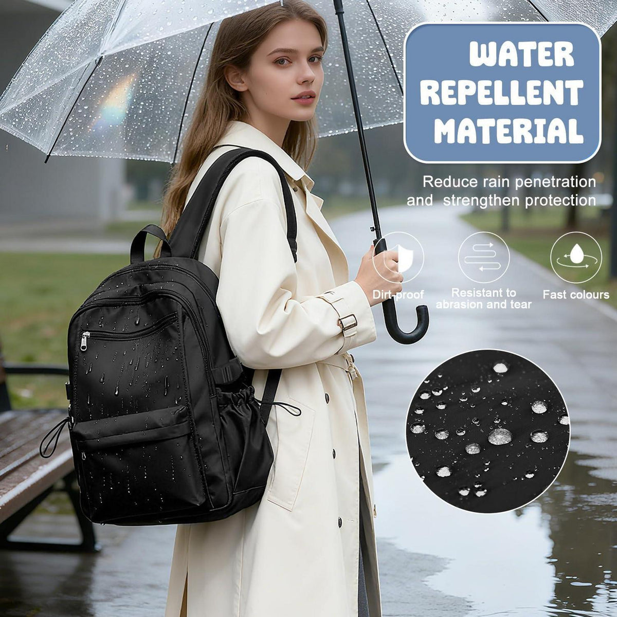 Schulrucksack Mädchen Schwarz – 24L Laptopfach & viele Fächer