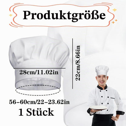 Kochmütze Weiß Baumwolle Unisex für Erwachsene