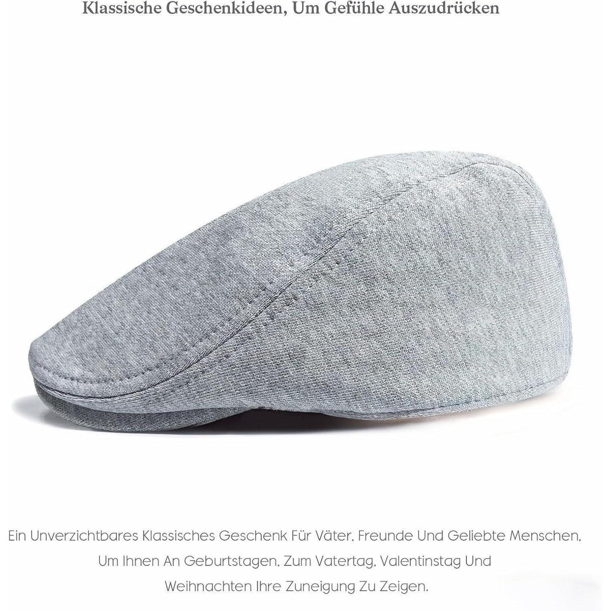 Baumwoll Schiebermütze Herren – Flatcap Newsboy Cap Grau
