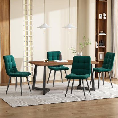 Essgruppe 5-tlg. Modern mit Samtstühlen in Walnuss