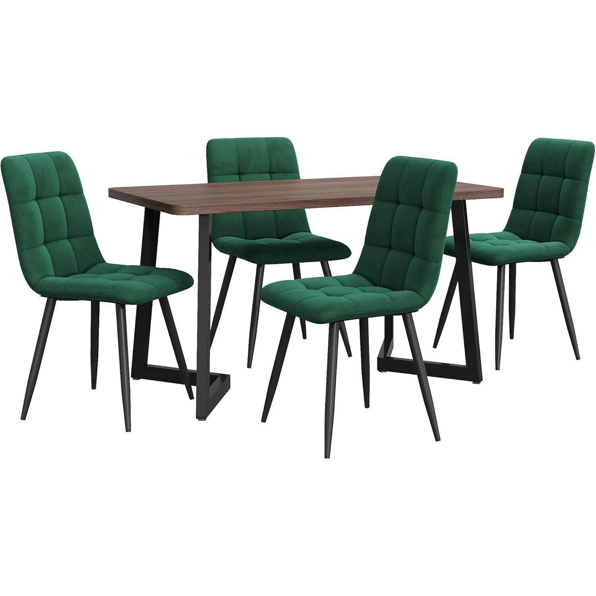 Essgruppe 5-tlg. Modern mit Samtstühlen in Walnuss