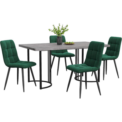 Moderne Essgruppe (5-tlg) | Esstisch mit 4 Samtstühlen