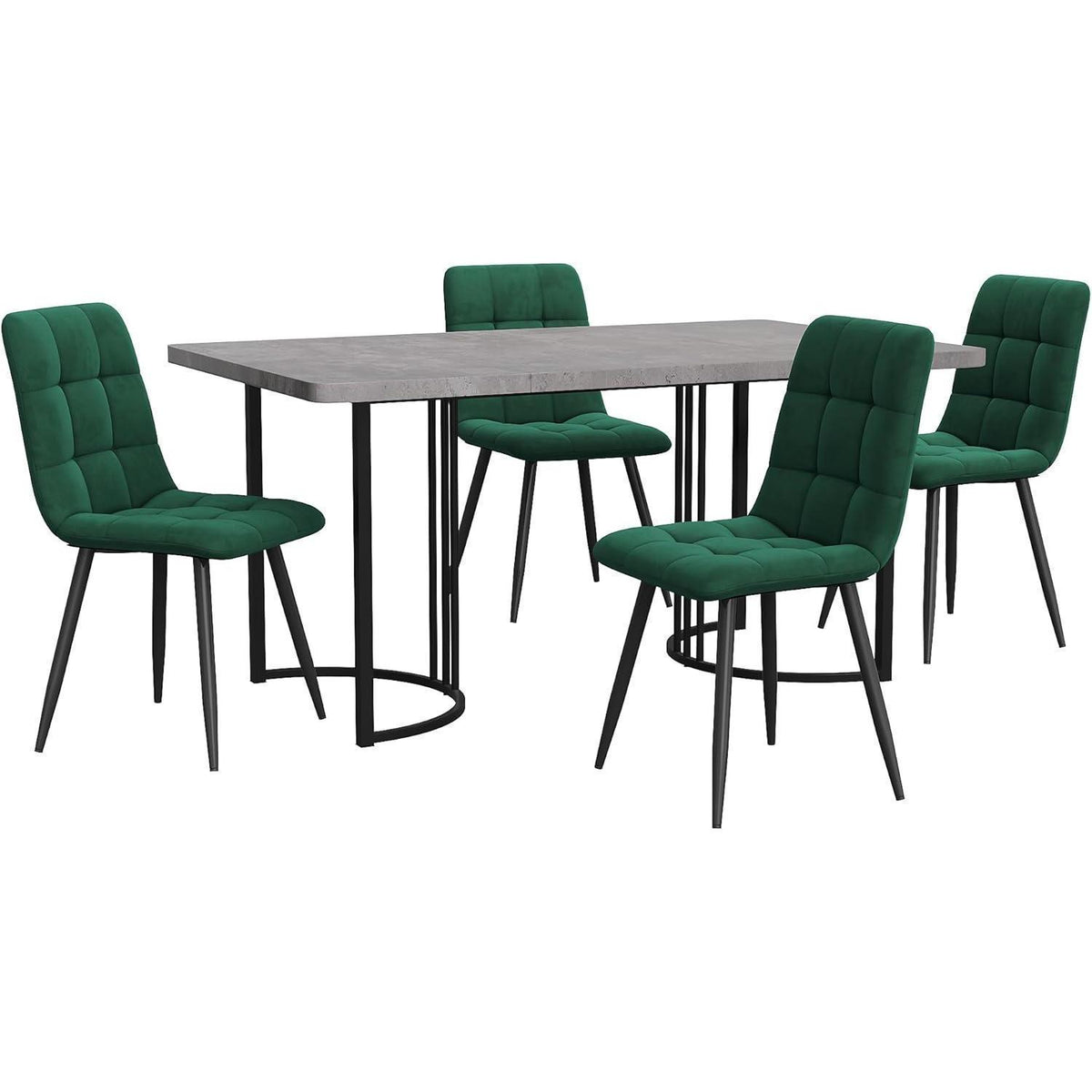 Moderne Essgruppe (5-tlg) | Esstisch mit 4 Samtstühlen