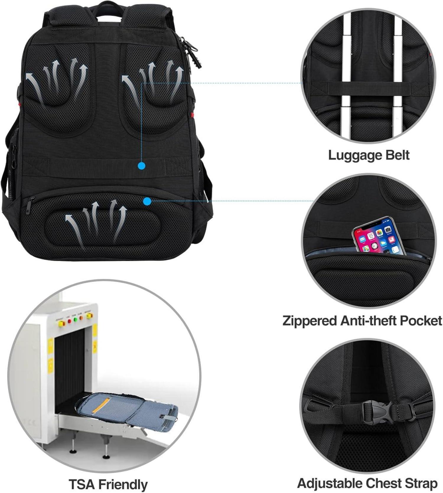 Laptop Rucksack 17,3 Zoll XL Business Daypack Wasserdicht mit USB RFID