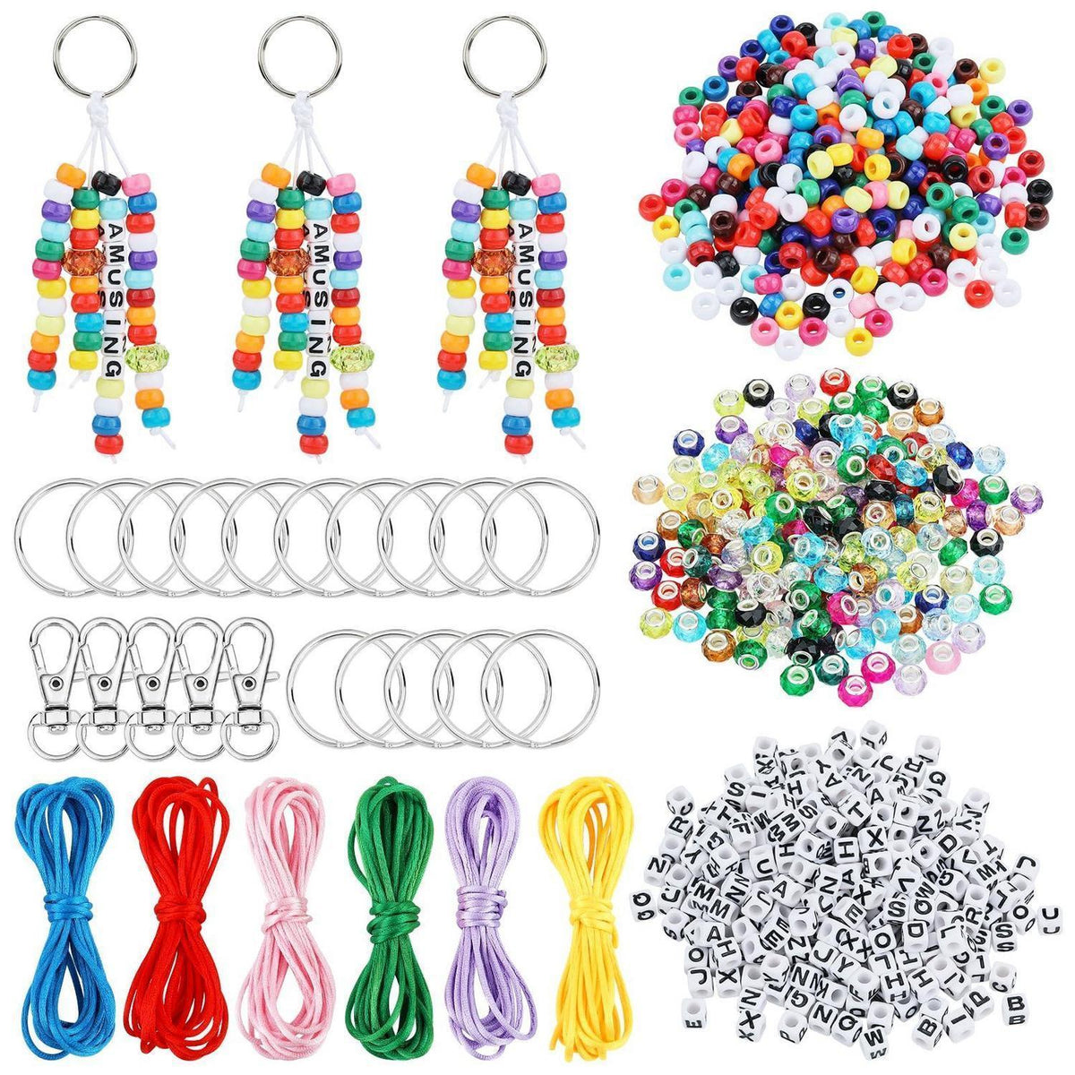 Perlen Schmuck Set DIY Schlüsselanhänger Basteln 750 Teile