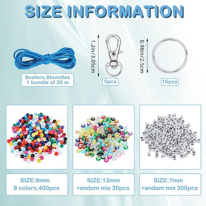 Perlen Schmuck Set DIY Schlüsselanhänger Basteln 750 Teile