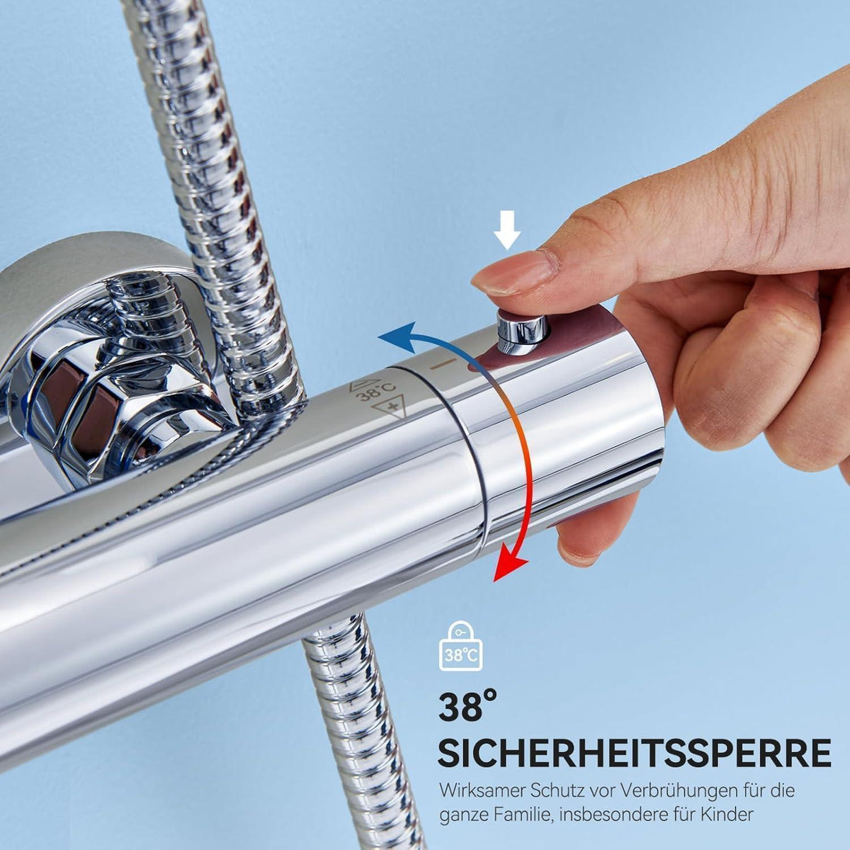 Thermostat-Duschsystem mit Regendusche & Verbrühschutz