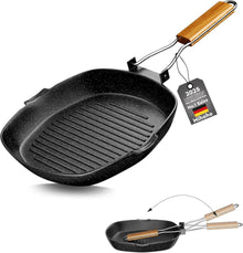 Grillpfanne Induktion 24 x 24 cm steinbeschichtet Antihaft-Pfanne