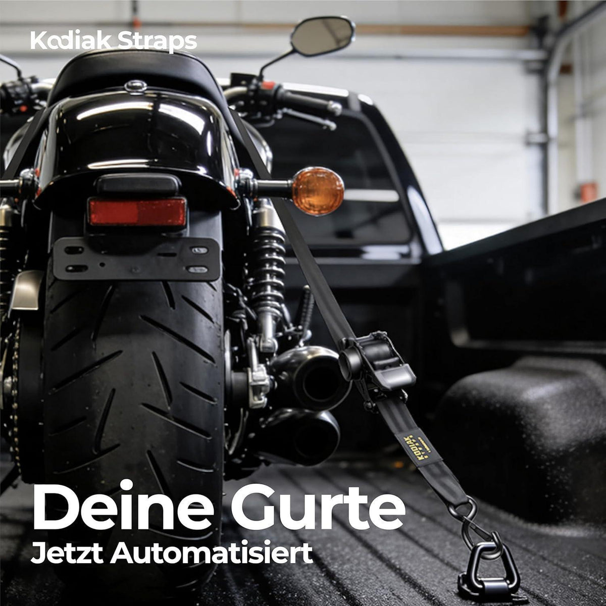 Spanngurte Automatik 3m mit S-Haken – 4er Set Schwarz