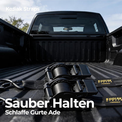 Spanngurte Automatik 3m mit S-Haken – 4er Set Schwarz