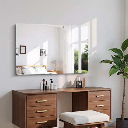 Rahmenloser Wandspiegel 90x60 cm – Badezimmer Spiegel mit Explosionsschutz