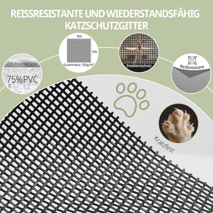Katzensicheres Fenstergitter 100x130cm – Ohne Bohren, Kratzfest