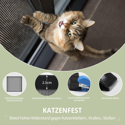 Katzensicheres Fenstergitter 100x130cm – Ohne Bohren, Kratzfest